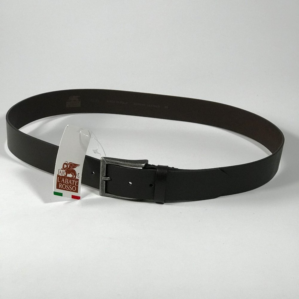 NWTL'AbateRossoItalian BlackLeather Belt Size36-38